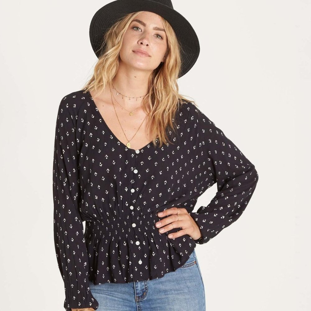Billabong Play Day Top Long Sleeve Blouse